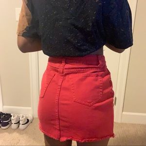 Red high waisted skirt